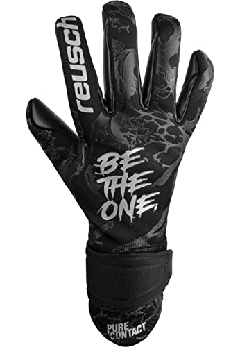 Reusch Pure Contact Infinity guanti da portiere aderenti e traspiranti guanti da calcio per adulti per uomo e donna, particolarmente adatti per l'erba sintetica, Nero, 9,5