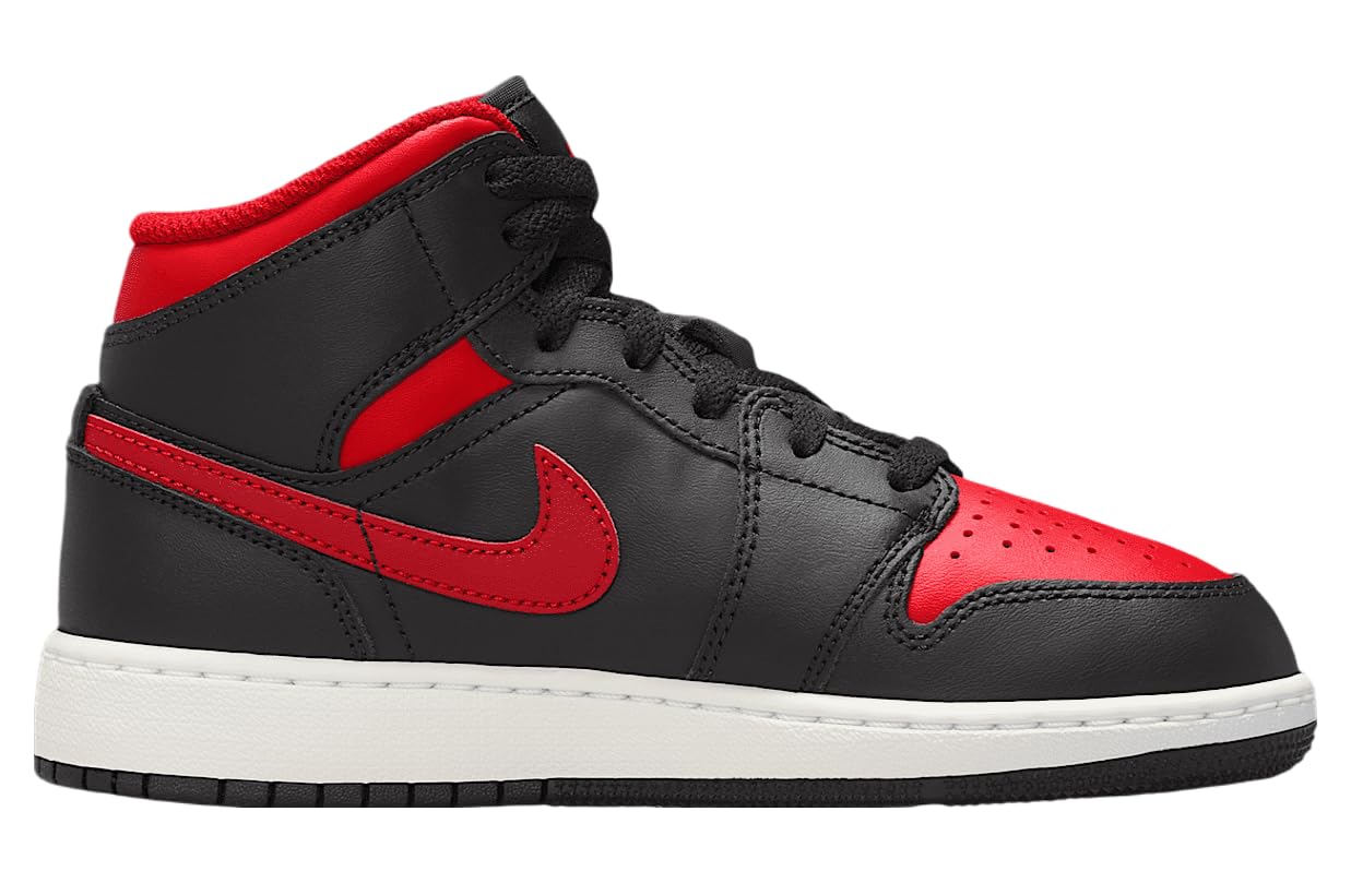 Air Jordan 1 Mid (GS) Nero/Rosso VERSITÀ-Bianco Summit, Nero | Rosso Varsity | Summit White, 5 Big Kid