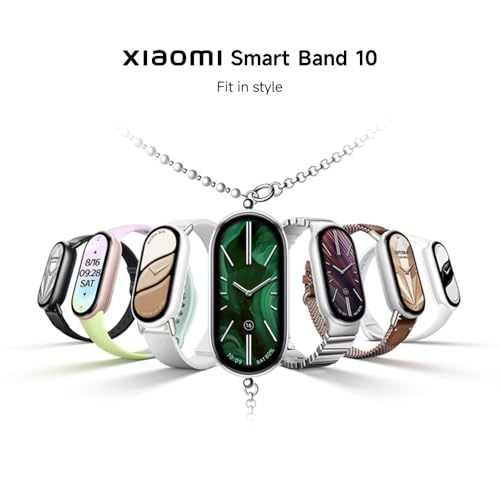 XIAOMI Smart Band 10 Bracciale Fitness, smartwatch, autonomia di 21 gg, ricarica rapida, 150+ modalità sportive, monitoraggio benessere e sonno, HyperOS 2.0, resistenza all'acqua 5 ATM, Bussola, Nero