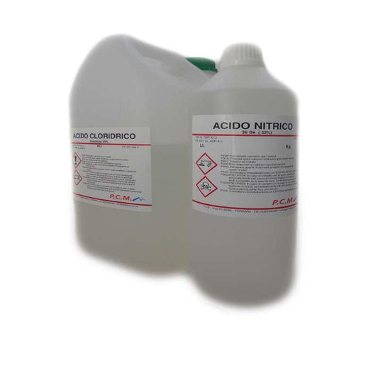 ACQUA REGIA PREPARATO PER RECUPERARE ORO DA ALTRI MATERIALI 4,5 LITRI P.C.M.