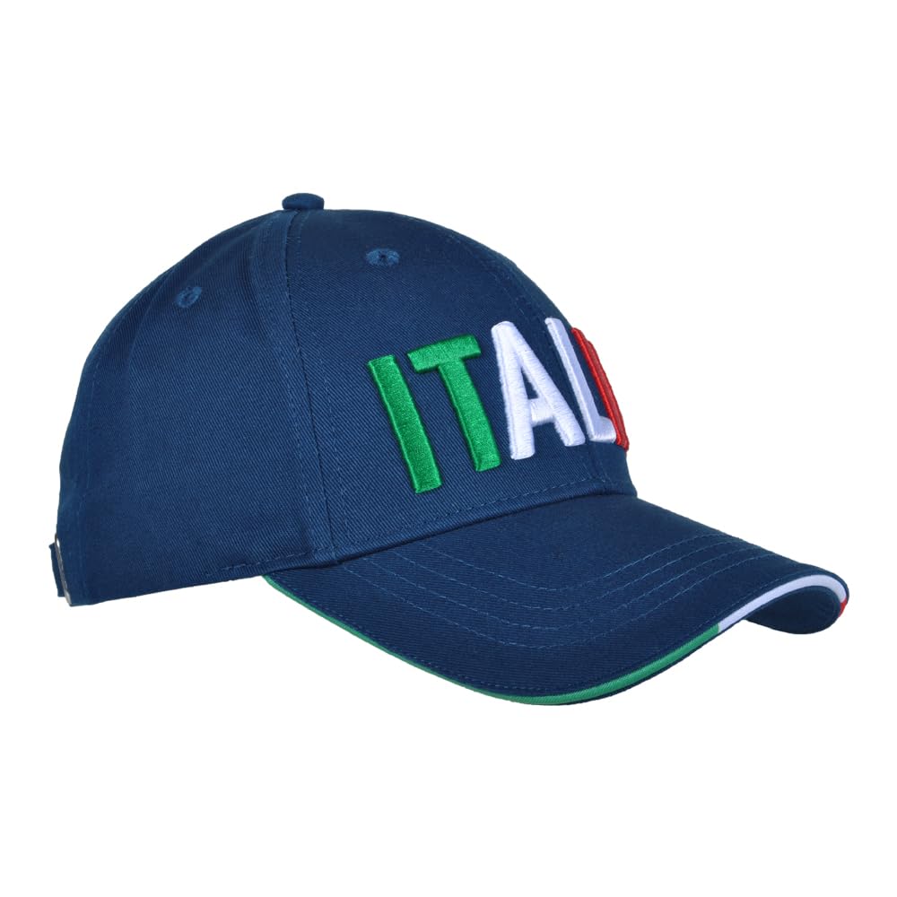 Cappello Baseball Azzurro con Ricamo Tricolore 100% CO Italia