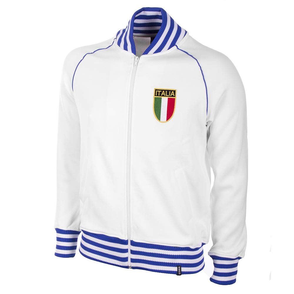 Copa da Uomo Italia 1982 Retro Football Jacket, Uomo, Italy 1982, White/Blue, M
