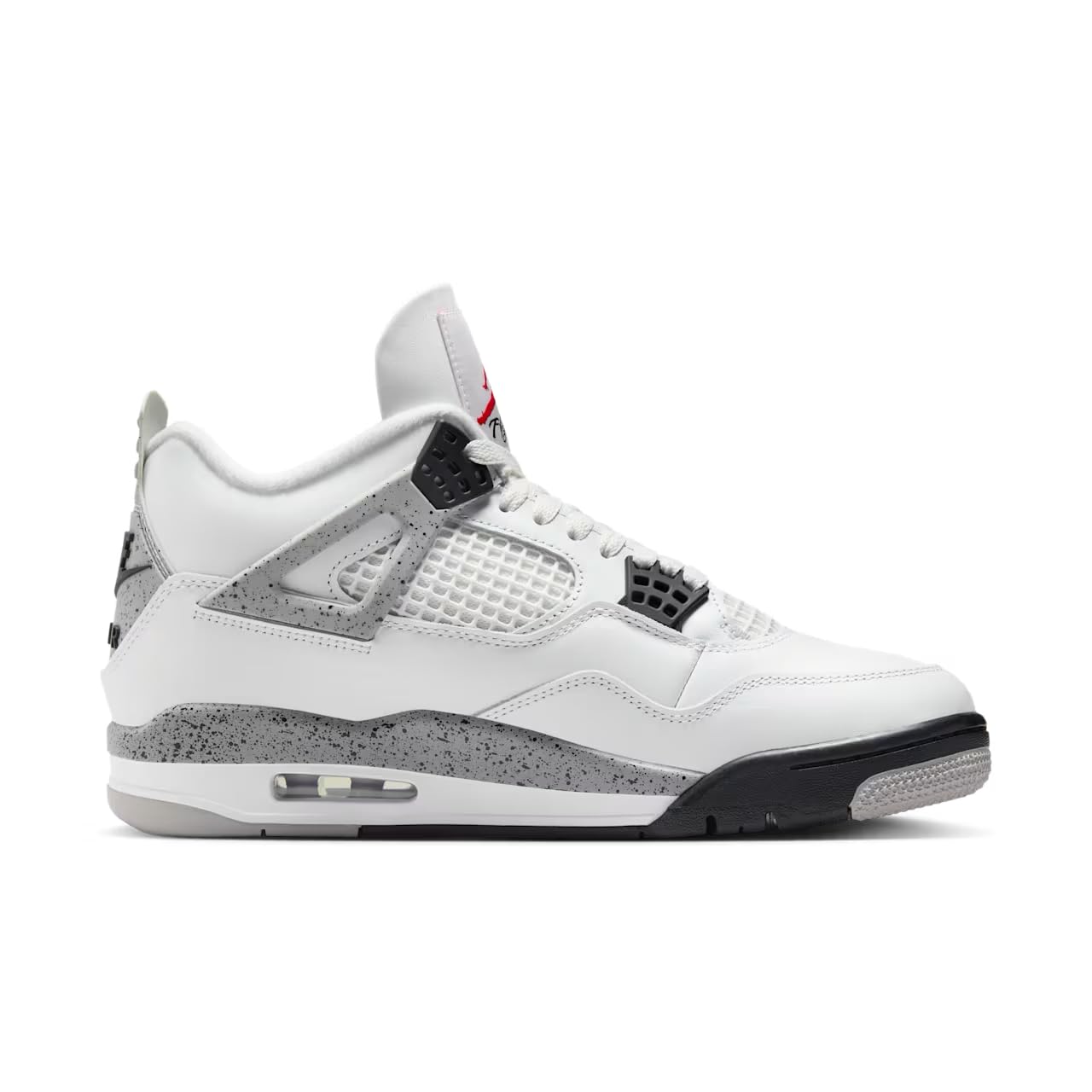 Nike Scarpe da basket da uomo Air Jordan 4 Retro, SUMMIT BIANCO/ROSSO FUOCO-GRIGIO CEMENTO-NERO, 9 UK (10 US)