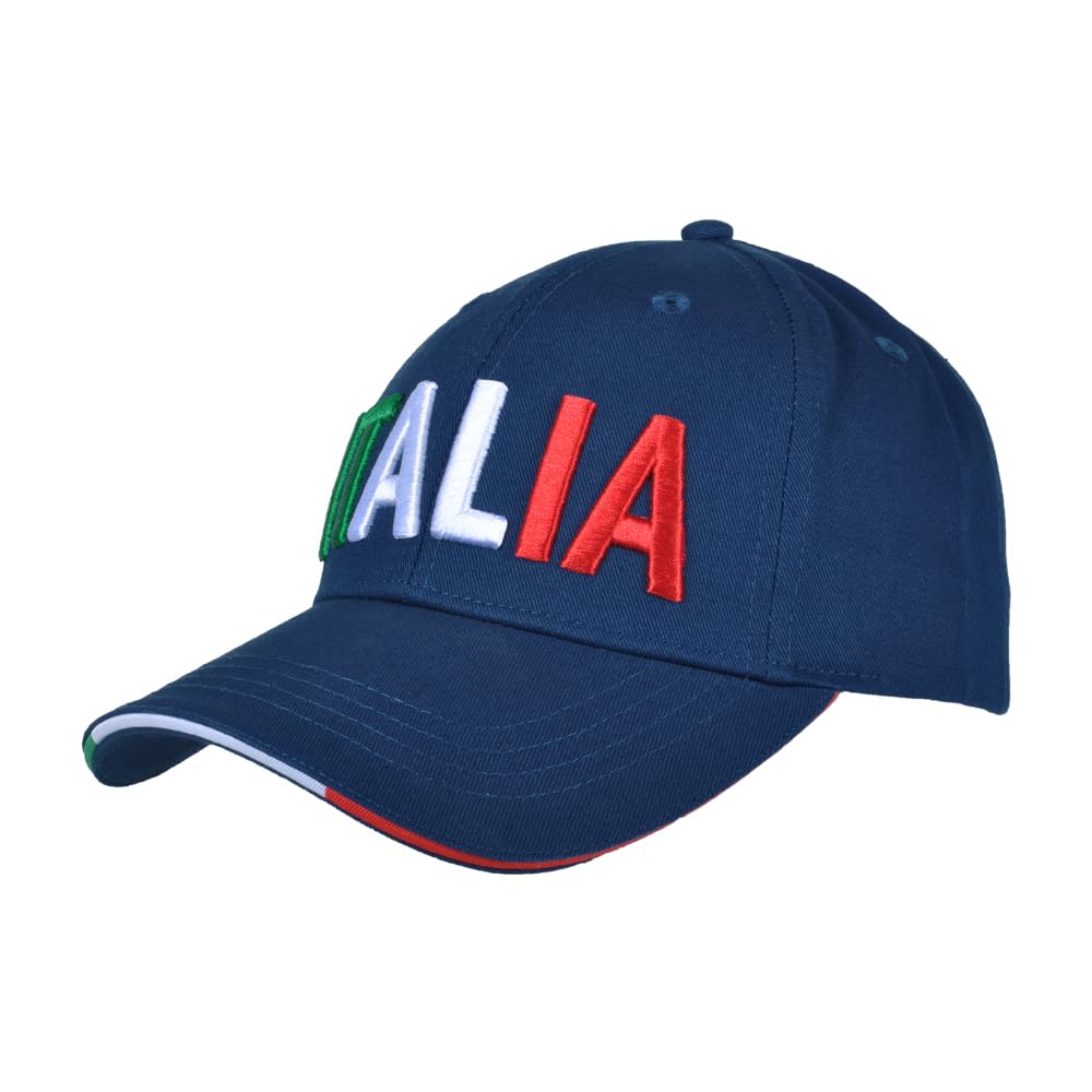 Cappello Baseball Azzurro con Ricamo Tricolore 100% CO Italia
