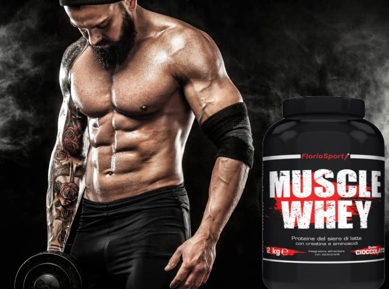 Muscle Whey FlorioSport®, 2 Kg Proteine del Siero Latte con Creatina Taurina Aminoacidi Whey Proteine Per la crescita ed il mantenimento della massa muscolare (Vaniglia)
