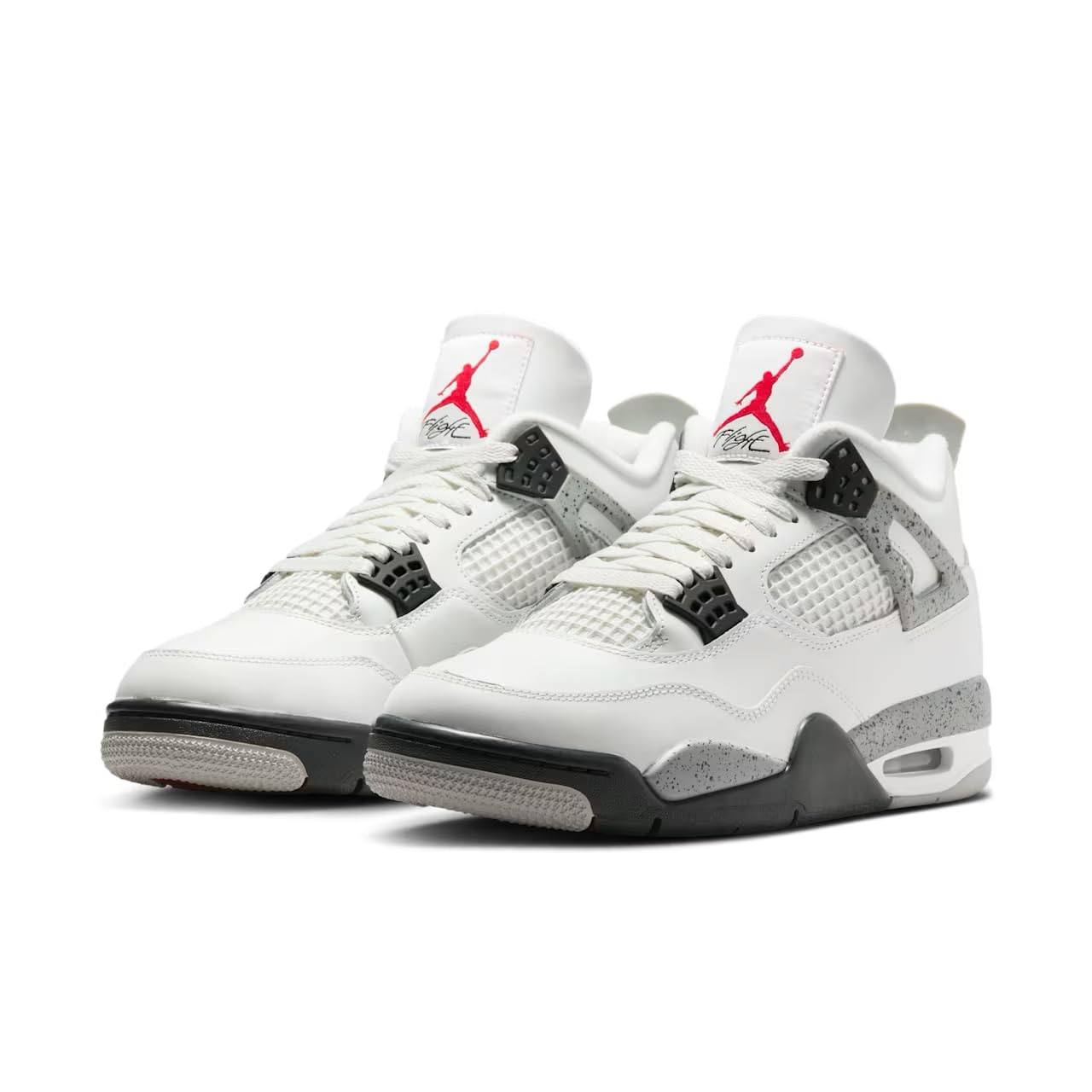 Nike Scarpe da basket da uomo Air Jordan 4 Retro, SUMMIT BIANCO/ROSSO FUOCO-GRIGIO CEMENTO-NERO, 9 UK (10 US)