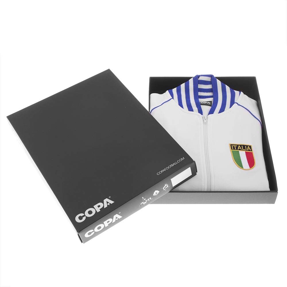 Copa da Uomo Italia 1982 Retro Football Jacket, Uomo, Italy 1982, White/Blue, M