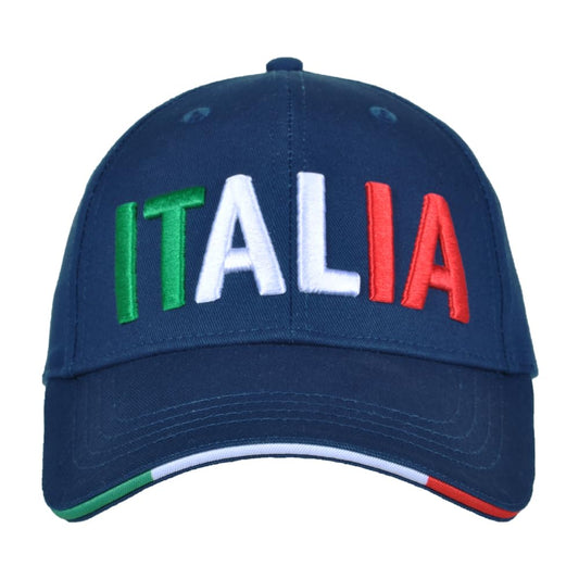 Cappello Baseball Azzurro con Ricamo Tricolore 100% CO Italia