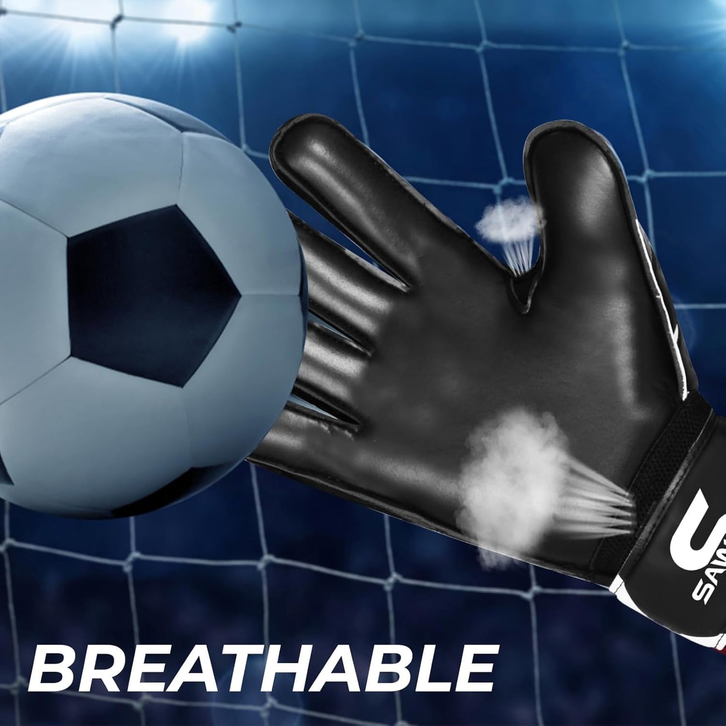 SAWANS Guanti da Portiere Attrezzatura da Allenamento per Calcio per Bambini Ragazzi Giovani Adulti Uomini Guanti da Portiere Grip Protezione del Palmo Doppio Strato Traspirante Portiere (Nero, 10)