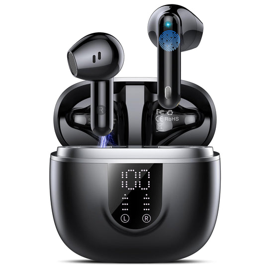2026 Cuffie Bluetooth 5.4, Auricolari Bluetooth 45Ore, Cuffie Wireless In Ear HiFi Stereo cor LED Display, Cuffie Senza Fili Cancellazione Rumore, Cuffiette Sport IP7 Impermeabili, Headphones Nero