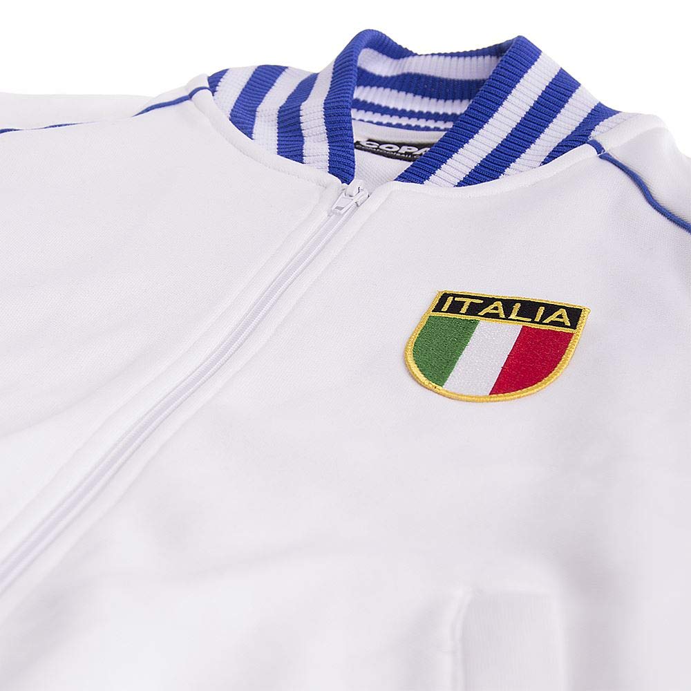 Copa da Uomo Italia 1982 Retro Football Jacket, Uomo, Italy 1982, White/Blue, M