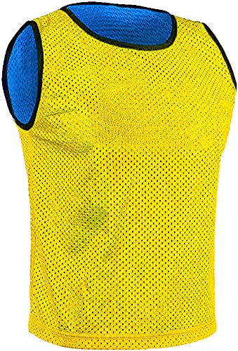 SPORTSBIBS 6X Pettorina bilaterale Double Face Riutilizzabile da Allanamento Bavaglini da Calcio, Basket - Set di 6 Pezzi - Reversible Calcetto Esegui Sport T-Shirt Unisex S M L XL