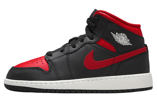 Air Jordan 1 Mid (GS) Nero/Rosso VERSITÀ-Bianco Summit, Nero | Rosso Varsity | Summit White, 5 Big Kid