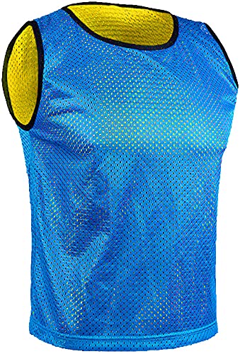 SPORTSBIBS 6X Pettorina bilaterale Double Face Riutilizzabile da Allanamento Bavaglini da Calcio, Basket - Set di 6 Pezzi - Reversible Calcetto Esegui Sport T-Shirt Unisex S M L XL