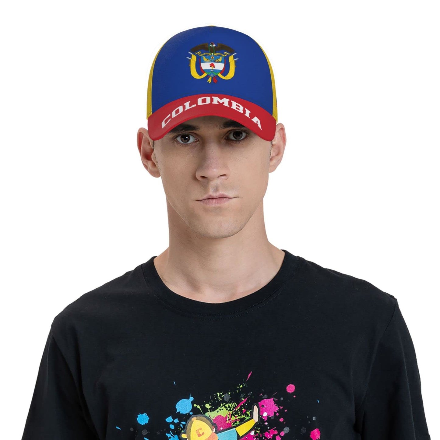 RFSHOP Colombia Bandiera Colombiano Baseball Cap Full Print Adulto Uomini Cappello Patriottismo Sostenitore Calcio Caps Nero, #1458, Etichettalia unica