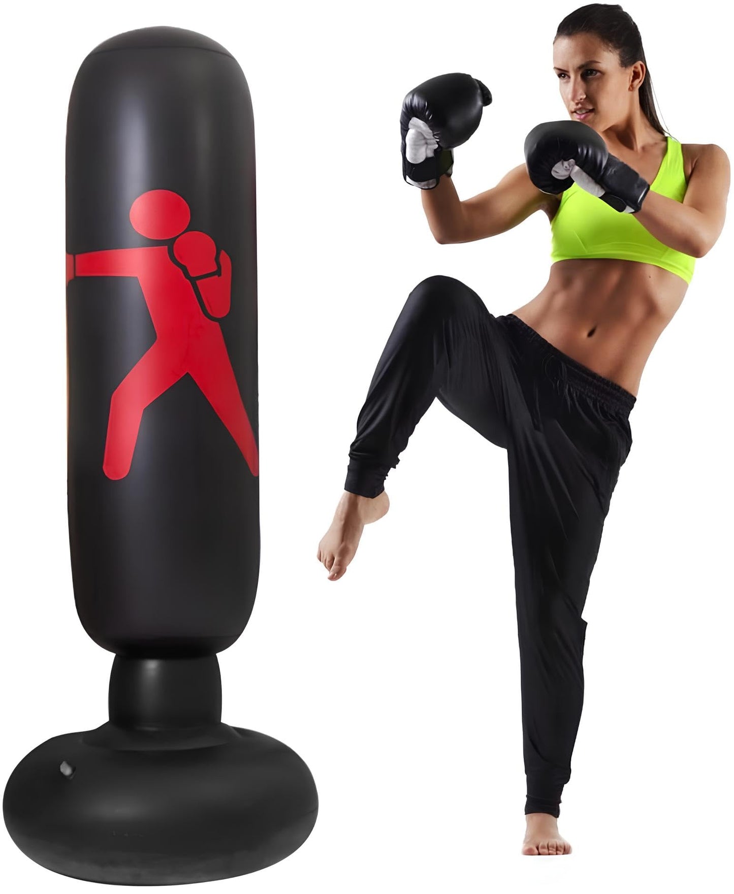 Sacco da boxe gonfiabile, 160 cm, resistente, autoportante, per bambini e adulti, per alleviare lo stress, kickboxing, attrezzatura per allenamento indoor e outdoor