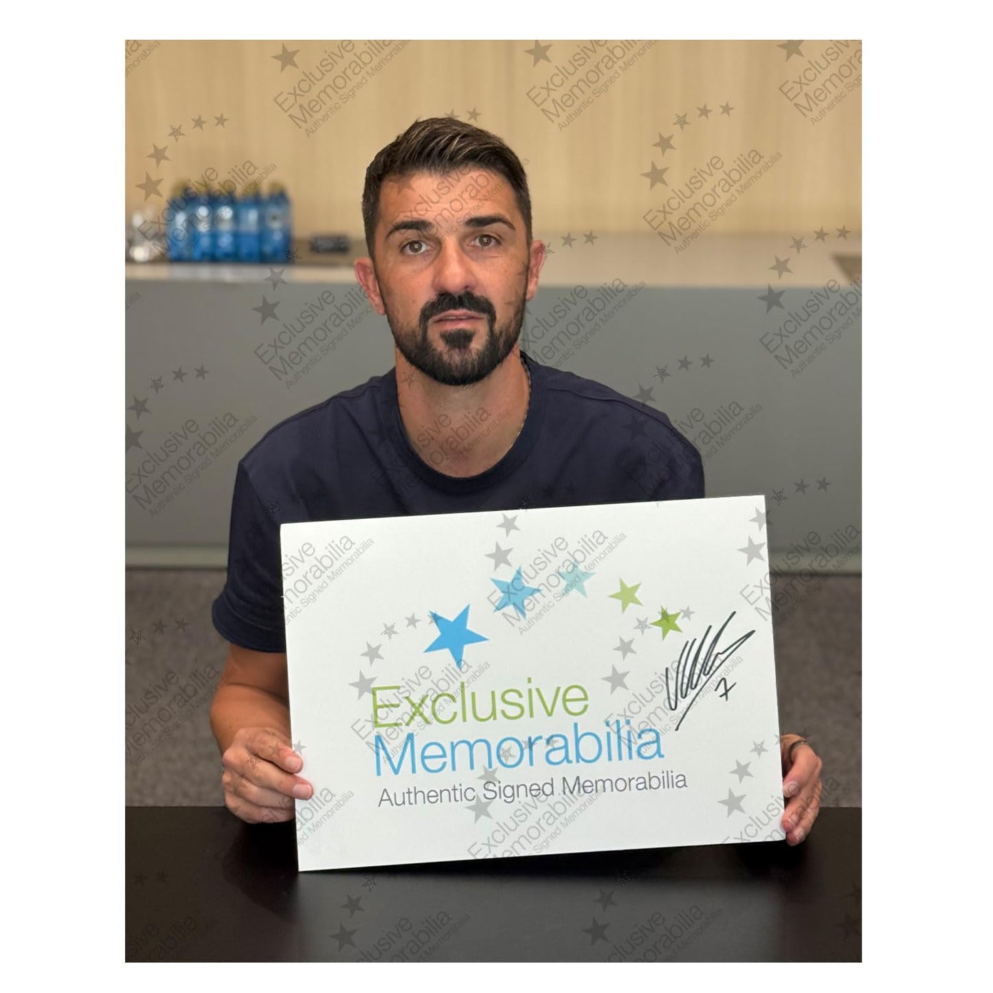 Maglietta Originale del 2018 di New York Firmata da David Villa, Stampa del Fan