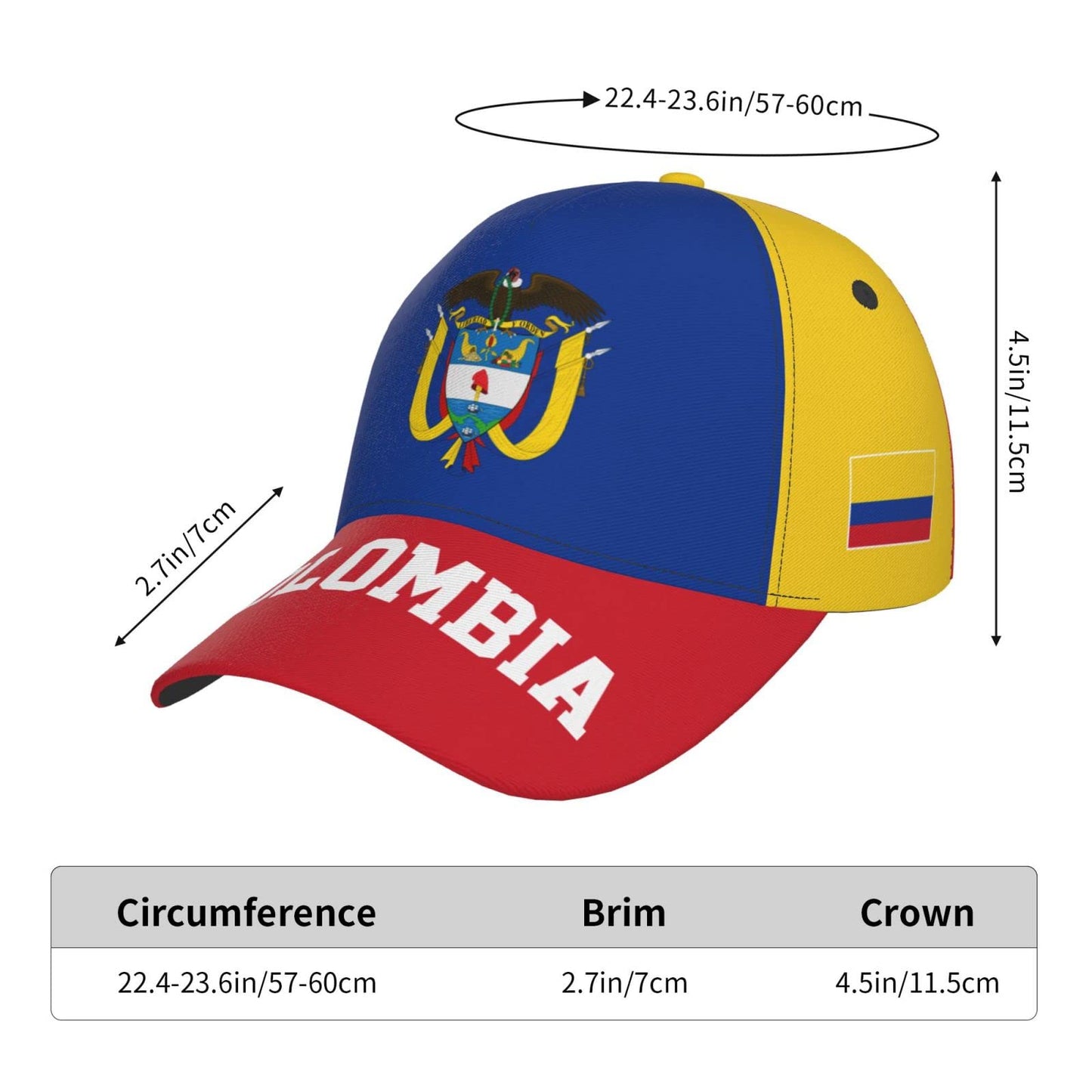 RFSHOP Colombia Bandiera Colombiano Baseball Cap Full Print Adulto Uomini Cappello Patriottismo Sostenitore Calcio Caps Nero, #1458, Etichettalia unica