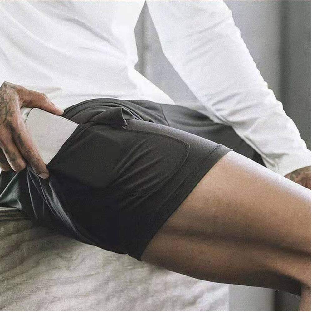 XDSP Pantaloncini Sportivi da Uomo, 2 in 1 Sport e Allenamento Fitness Shorts Jogging, Pantaloncini Asciugatura Veloce(Nero,M)