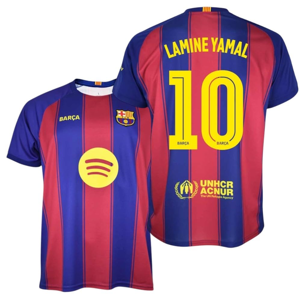 FCB FC Barcellona Maglia Lamine Yamal 25/26 | 1ª Squadra Adulto | Replica Ufficiale Stadio con Nome e Numero del Barça, Rosso e blu, M