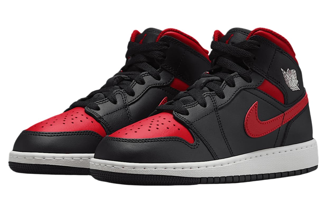 Air Jordan 1 Mid (GS) Nero/Rosso VERSITÀ-Bianco Summit, Nero | Rosso Varsity | Summit White, 5 Big Kid