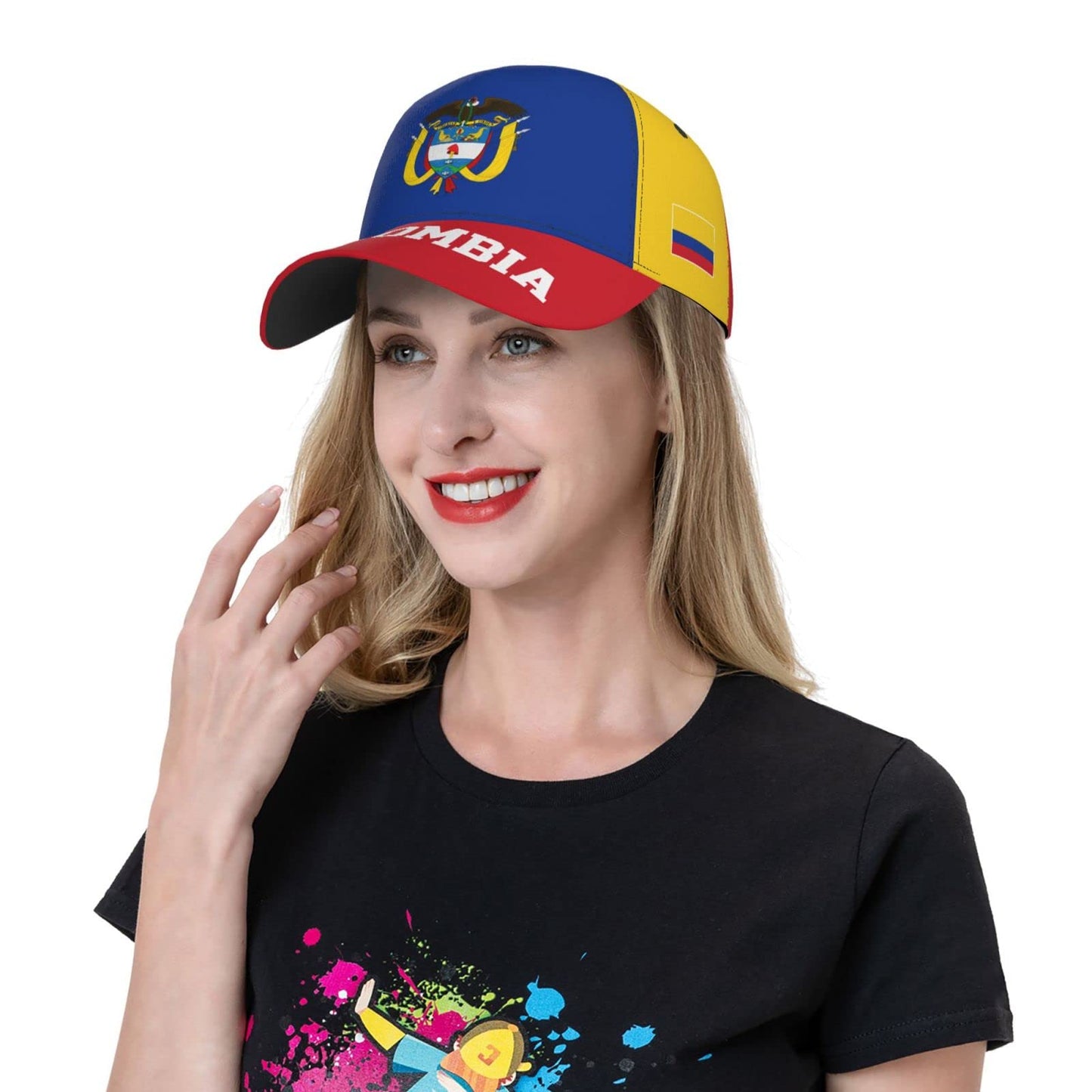 RFSHOP Colombia Bandiera Colombiano Baseball Cap Full Print Adulto Uomini Cappello Patriottismo Sostenitore Calcio Caps Nero, #1458, Etichettalia unica