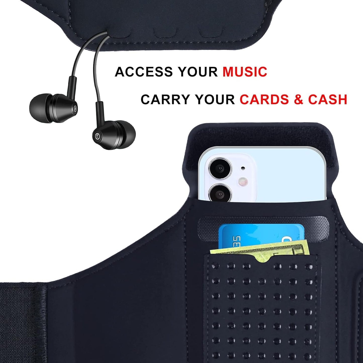 Fascia da Braccio porta telefono per corsa con Borsa Auricolare, Fascia Sportiva Running Porta Cellulare Fascia Braccio per Smartphone per iPhone 16 Pro Max/15 Pro/14/13Pro/XR/XS Armband fino a 6,9"