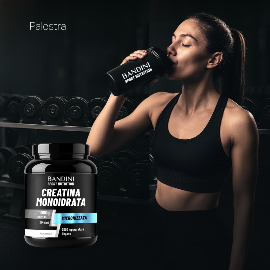 Bandini® Creatina Monoidrata 1kg/1000g in Polvere Pura e Vegana al 100% - Integratore Alimentare per Palestra, Sport, Fitness e Pre Workout - A base di Creatine Monoidrato - Creatina Micronizzata