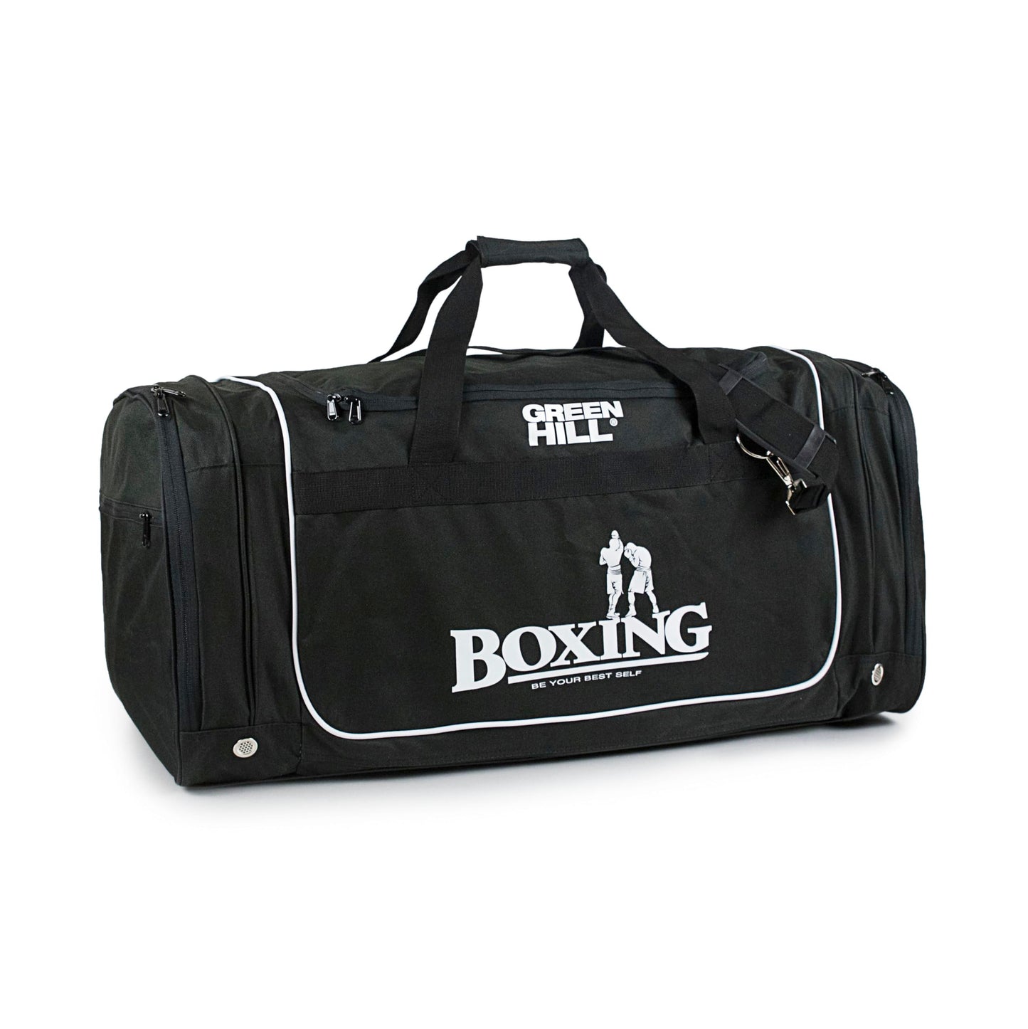 GREEN HILL Borsa Sportiva Boxing Borsone Sport Pugilato Palestra Fitness (L, Nero)