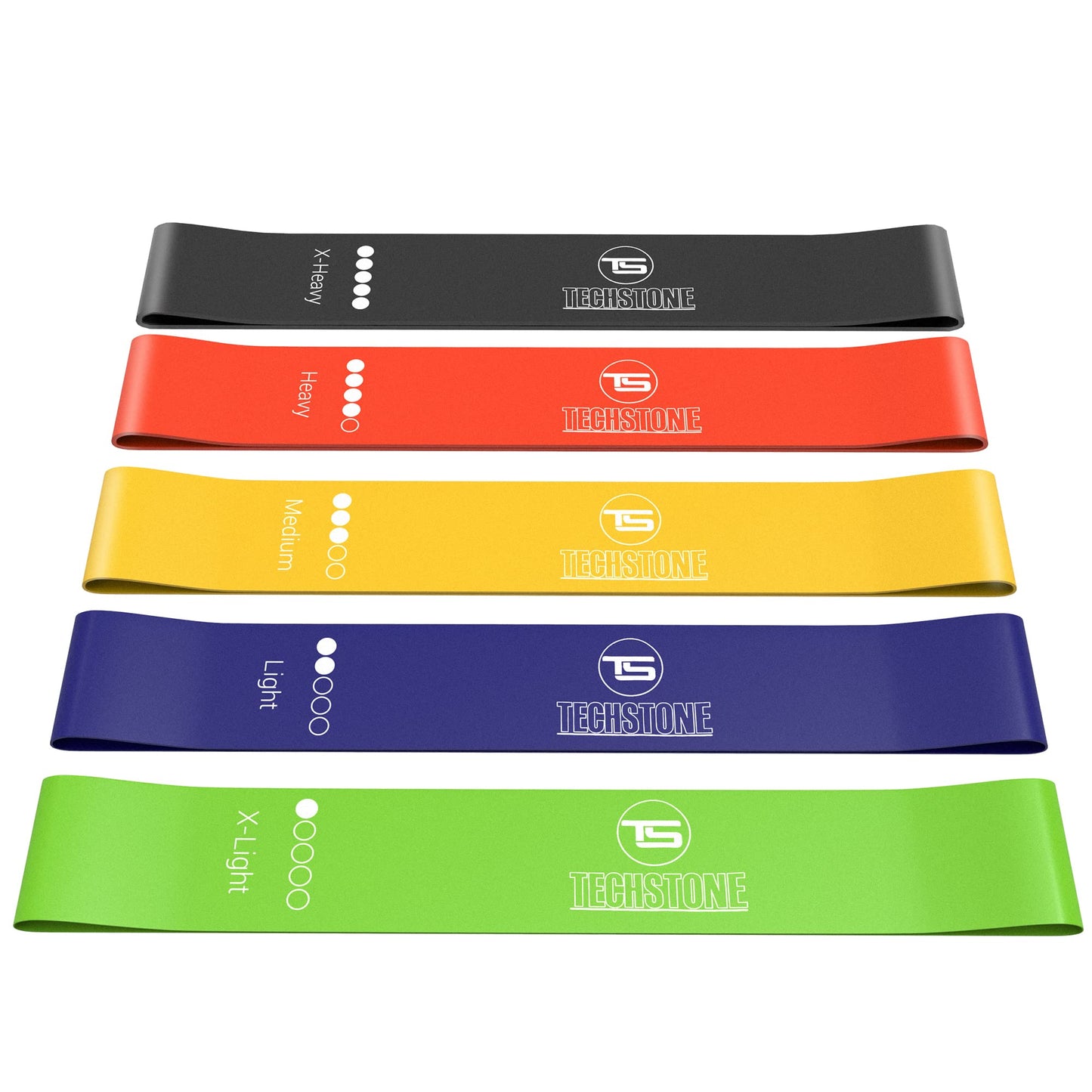 TechStone Set di fasce di resistenza per uomini e donne, pacchetto di 5 diversi livelli di resistenza Banda elastica per l'allenamento Allenamento sportivo Attrezzature per il fitness per allenamento