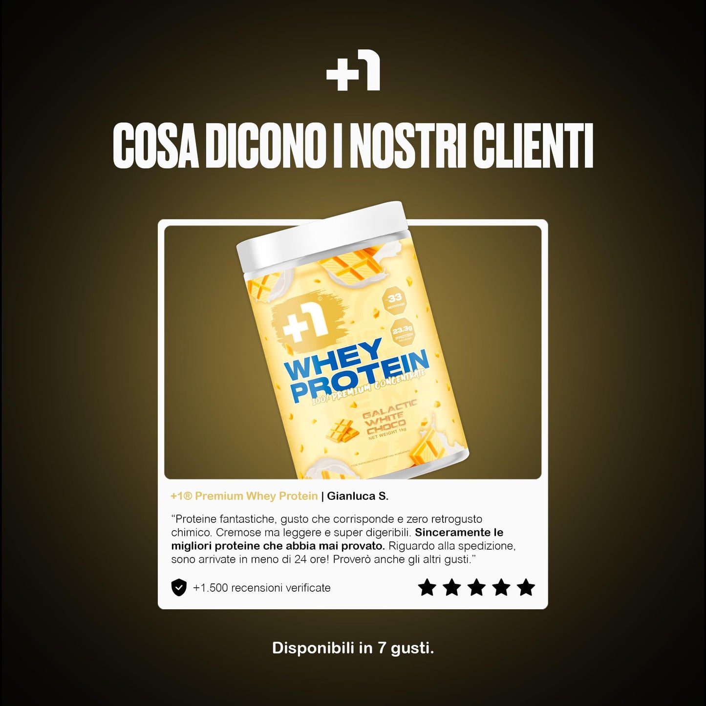 +1® Premium Protein Powder - Tasty, Creamy and Digestible - Muscle Growth and Recovery - Complete Amino Acid Profile - 100% Whey Concentrate - 1 kg, 33 Servings - Galactic White Choco