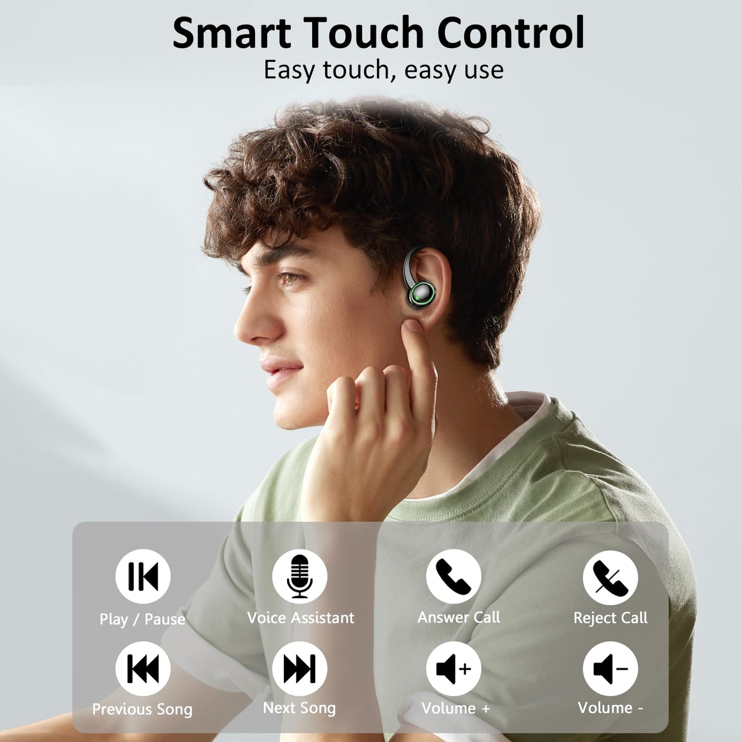 Cuffie Bluetooth 5.4 Sport, 2026 Auricolari Bluetooth con 6D Bass Stereo, 50 Ore Cuffie In Ear Cancellazione Rumore ENC e 4 HD Mics, HiFi Cuffiette LED Display, IP7 Impermeabile Cuffie Senza Fili