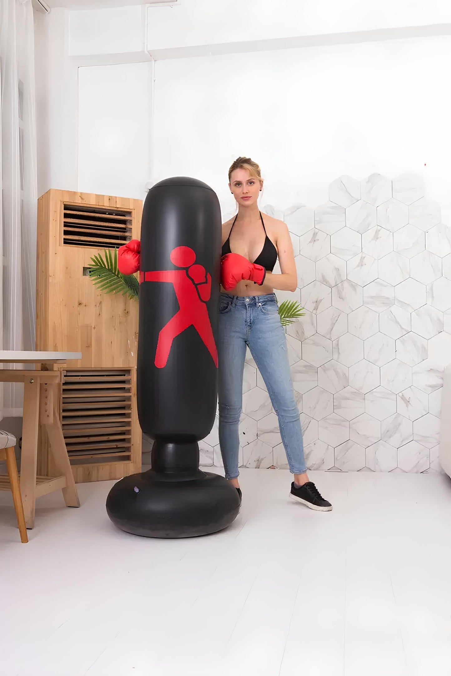 Sacco da boxe gonfiabile, 160 cm, resistente, autoportante, per bambini e adulti, per alleviare lo stress, kickboxing, attrezzatura per allenamento indoor e outdoor
