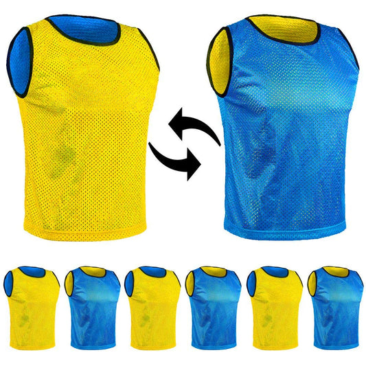SPORTSBIBS 6X Pettorina bilaterale Double Face Riutilizzabile da Allanamento Bavaglini da Calcio, Basket - Set di 6 Pezzi - Reversible Calcetto Esegui Sport T-Shirt Unisex S M L XL