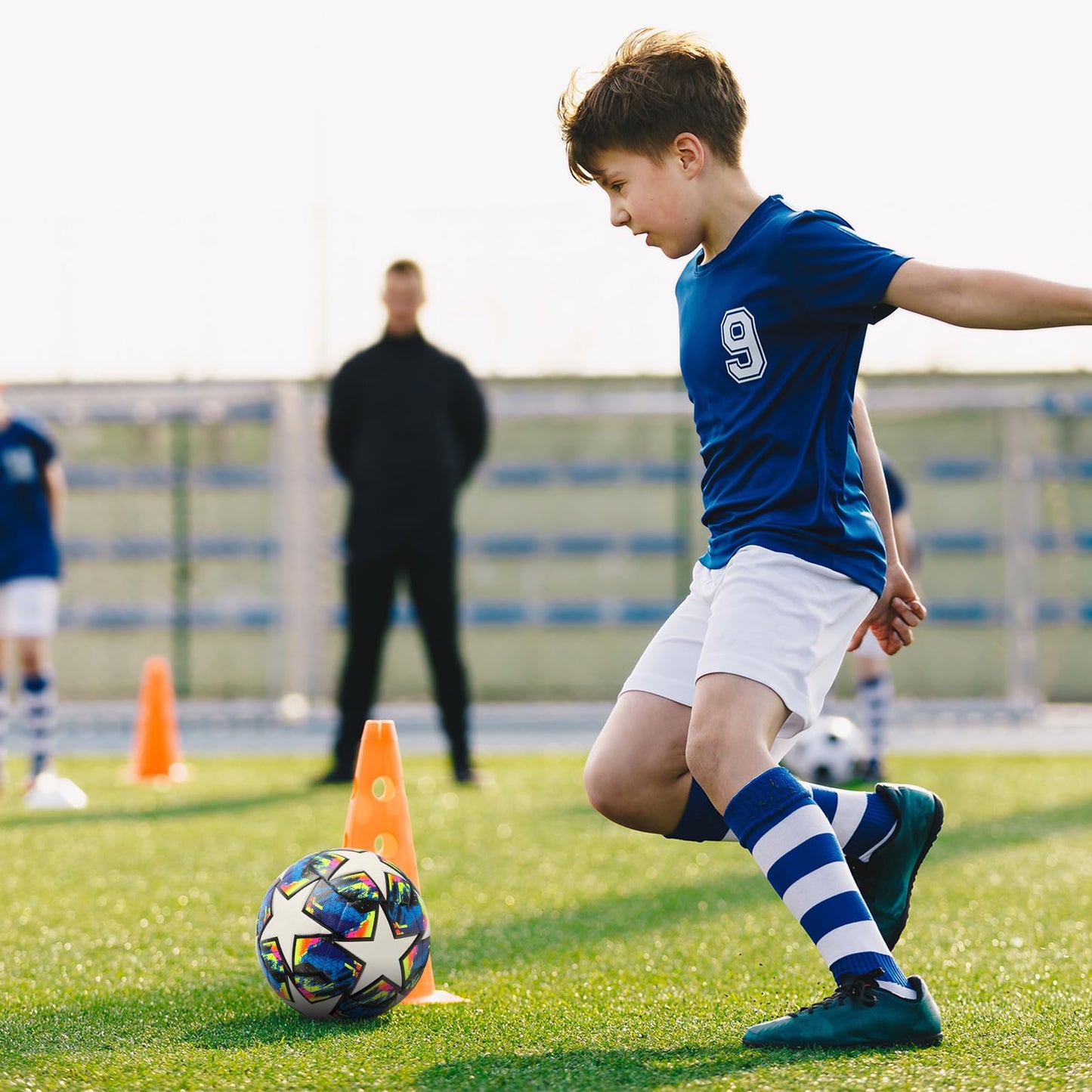 Clvsyh Pallone Da Calcio Champions, Pallone Da Calcio Di Dimensioni 5，Pallone Da Calcio Per Bambini E Adulti Con 1 Pompa Per Palloni, Regalo Di Compleanno Per Il Gioco E L'Allenamento