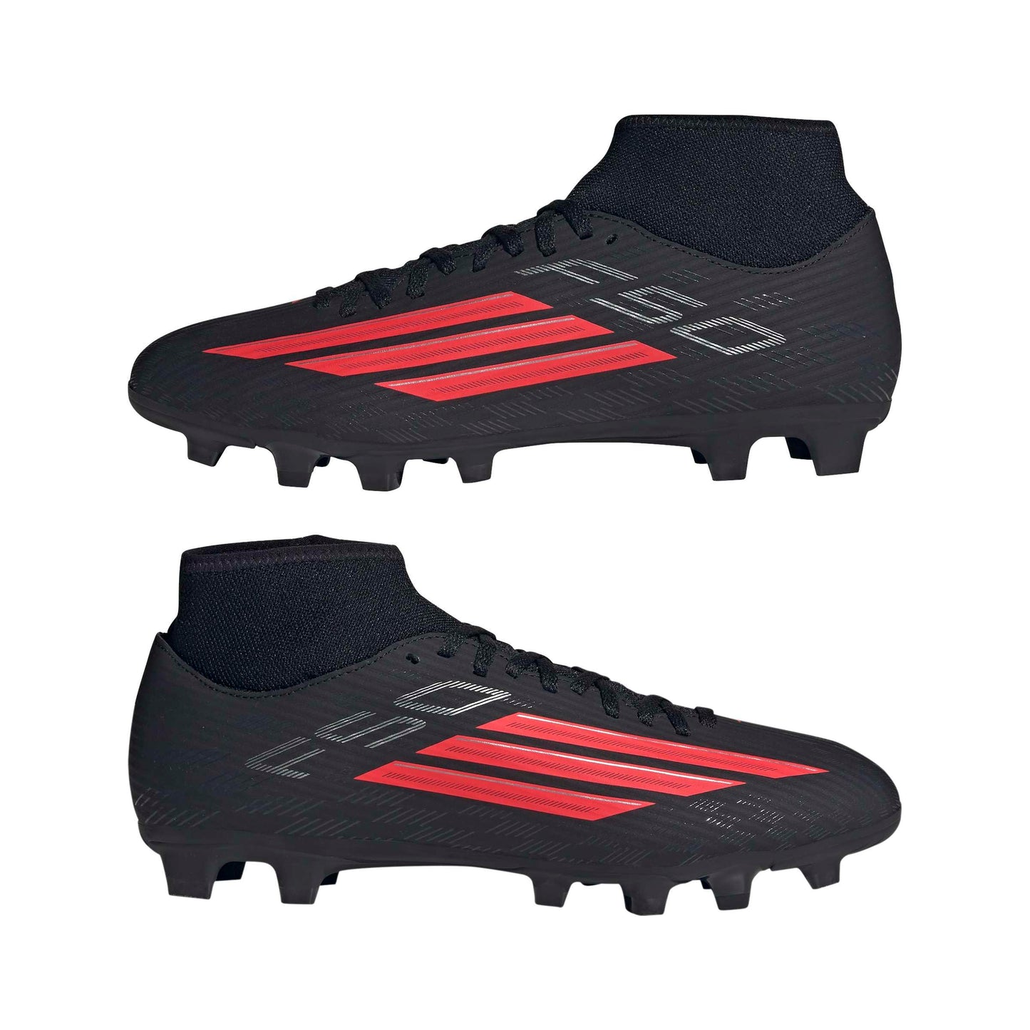 adidas Unisex - Adulto F50 Club Mid Cut Firm Ground/Multi Ground Football Boots, Core Black/Lucid Red/Core Black, 43 1/3 EU