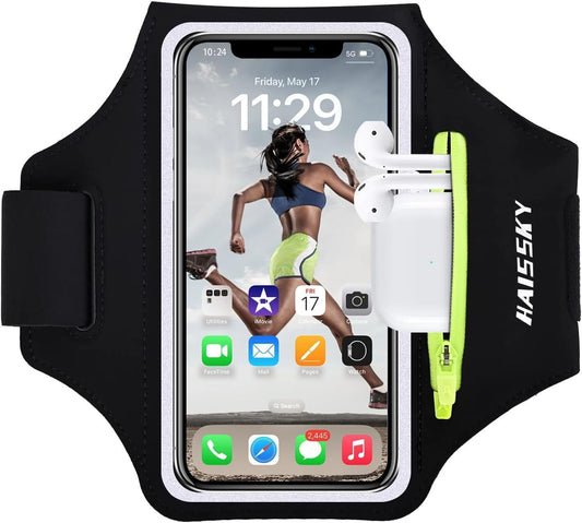 Fascia da Braccio porta telefono per corsa con Borsa Auricolare, Fascia Sportiva Running Porta Cellulare Fascia Braccio per Smartphone per iPhone 16 Pro Max/15 Pro/14/13Pro/XR/XS Armband fino a 6,9"