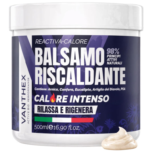 VANTHEX Crema Riscaldante Muscoli Sportiva 500 ML, Arnica Gel Forte Effetto Caldo, Balsamo Cavallo Riscaldante, Pomata Antinfiammatoria Forte, Crema Dolori Muscolari e Articolari Effetto Termico