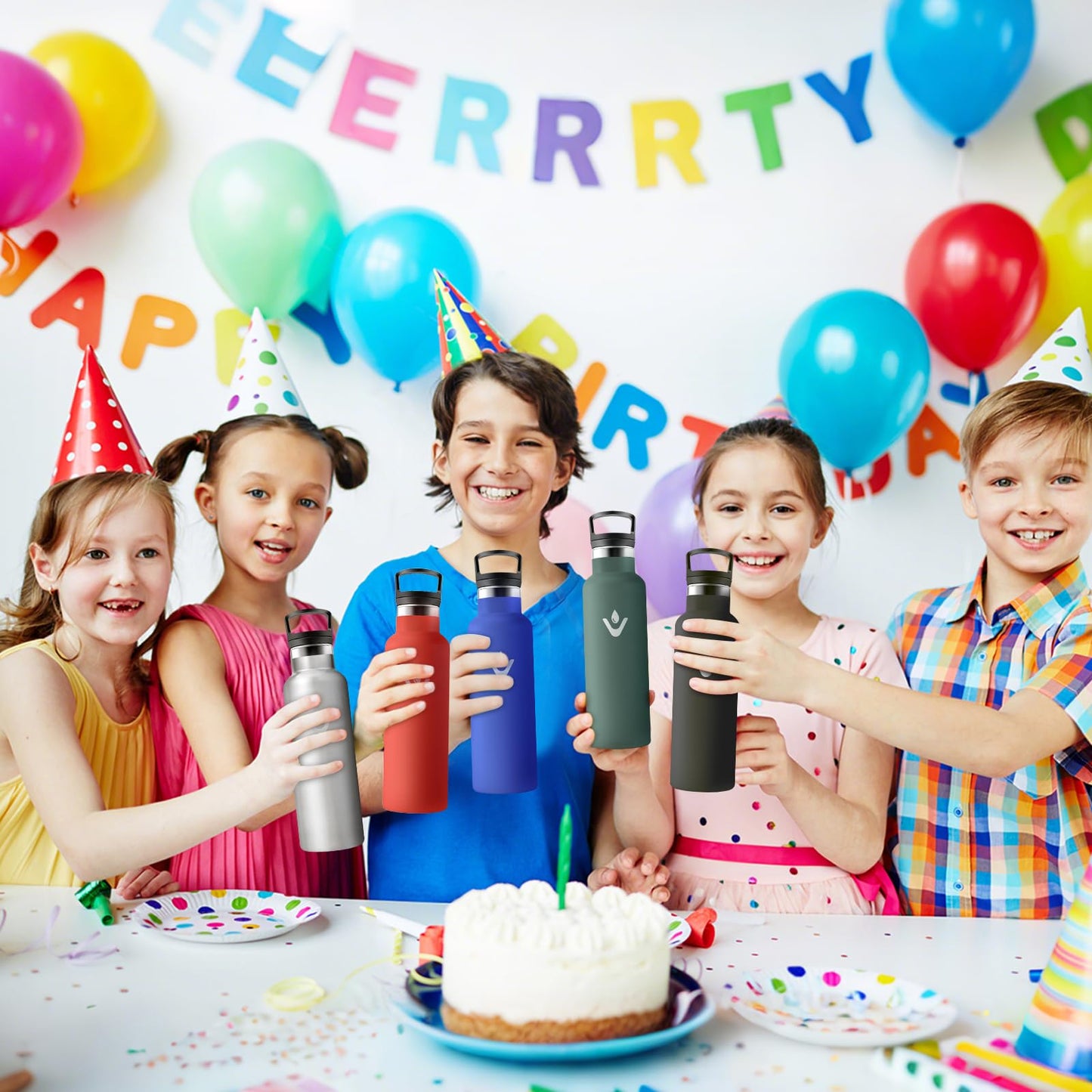 Motswedi Borraccia Termica, 500 ml Senza BPA, Borracce Bambini, Bottiglia Acqua Con Cannuccia e 2 Coperchi, Borraccia Acciaio, 18/8 Acciaio Inossidabile, Borracce per Scuola, Pilates - Nero