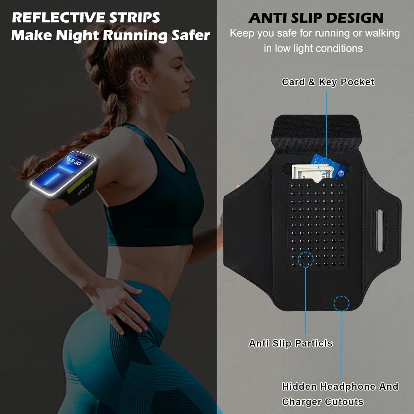 Fascia da Braccio porta telefono per corsa con Borsa Auricolare, Fascia Sportiva Running Porta Cellulare Fascia Braccio per Smartphone per iPhone 16 Pro Max/15 Pro/14/13Pro/XR/XS Armband fino a 6,9"