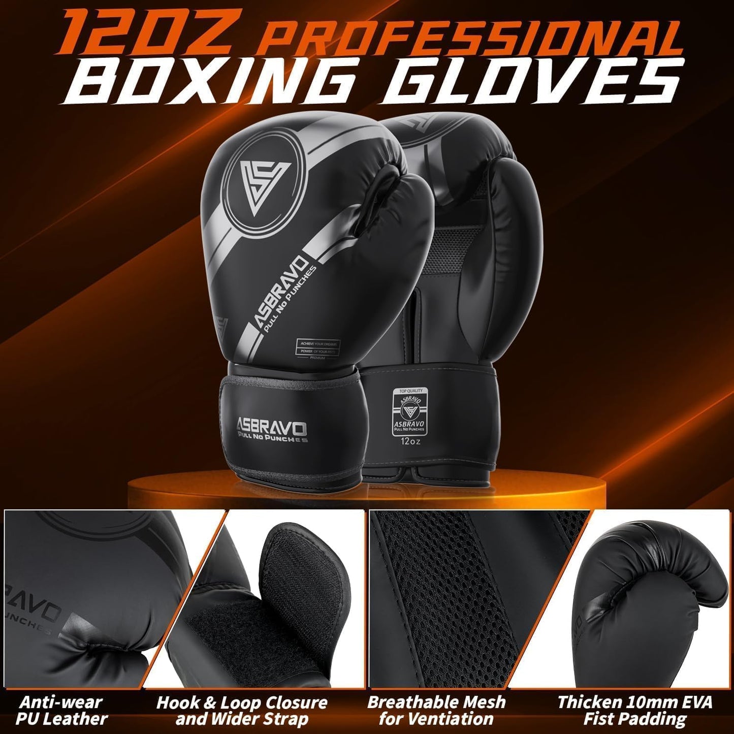 ASBRAVO Sacco da Boxe per Adulti Set Completo, 120cm Sacco da Punching Pesante con Guantoni da 12 oz, Bende per Mani 5m, per MMA Karate Taekwondo Boxe Allenamento Casa Palestra - Da Riempire