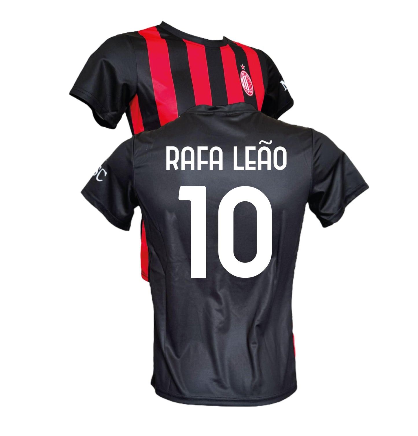 AC Milan Maglia Rafa Leao 10 Replica Ufficiale 2025/2026, Rossonera a Strisce, Adulto e Bambino (IT, Testo, M, Rosso)