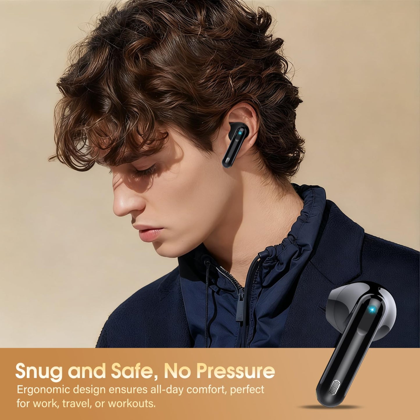 2026 Cuffie Bluetooth 5.4, Auricolari Bluetooth 45Ore, Cuffie Wireless In Ear HiFi Stereo cor LED Display, Cuffie Senza Fili Cancellazione Rumore, Cuffiette Sport IP7 Impermeabili, Headphones Nero