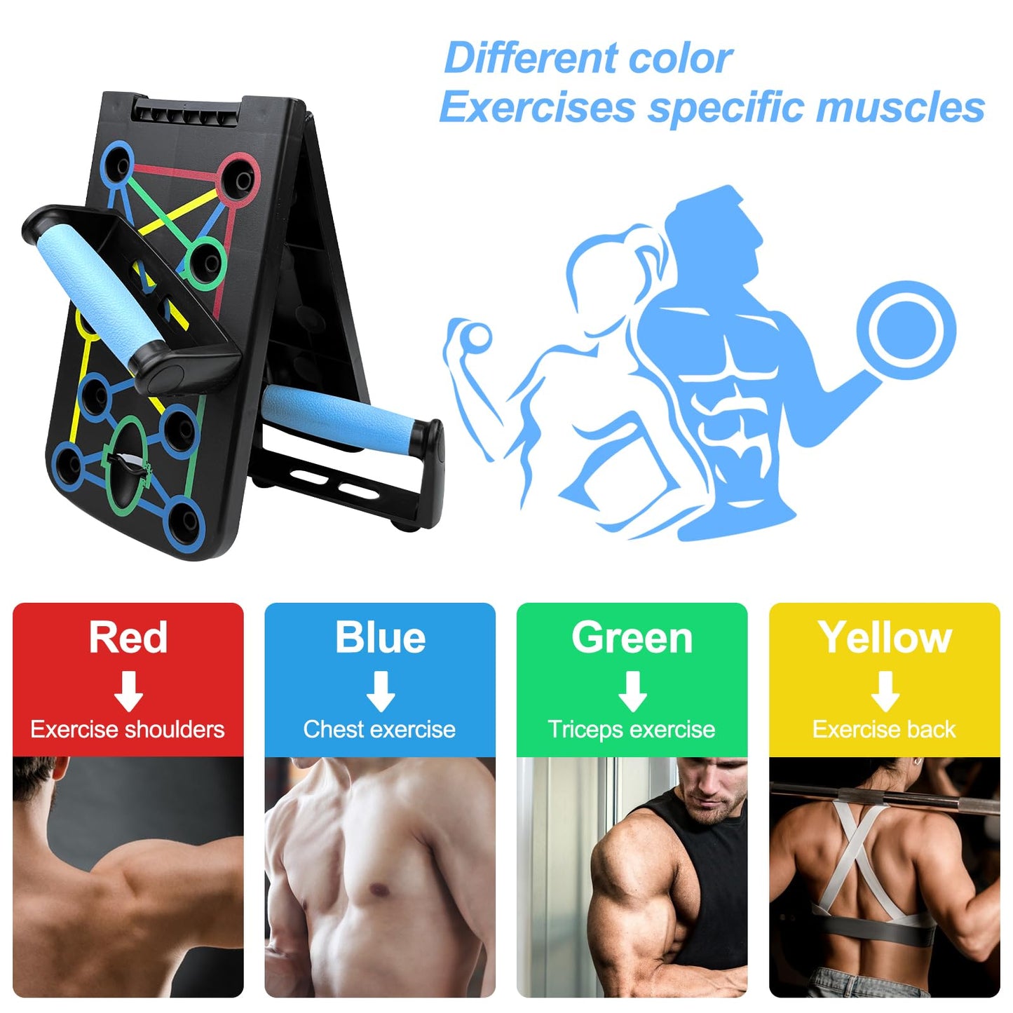 Traxenta Tavola per Piegamenti Pieghevole, Flessioni Attrezzi, Tavola per Flessioni, Macchina per Flessioni sul Petto con 2 Corde di Trazione, Flessioni a Terra per Fitness e l'allenamento Muscolare