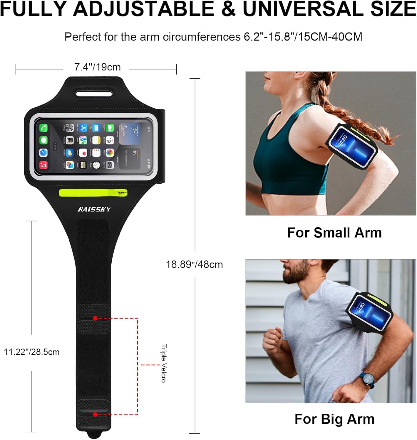 Fascia da Braccio porta telefono per corsa con Borsa Auricolare, Fascia Sportiva Running Porta Cellulare Fascia Braccio per Smartphone per iPhone 16 Pro Max/15 Pro/14/13Pro/XR/XS Armband fino a 6,9"