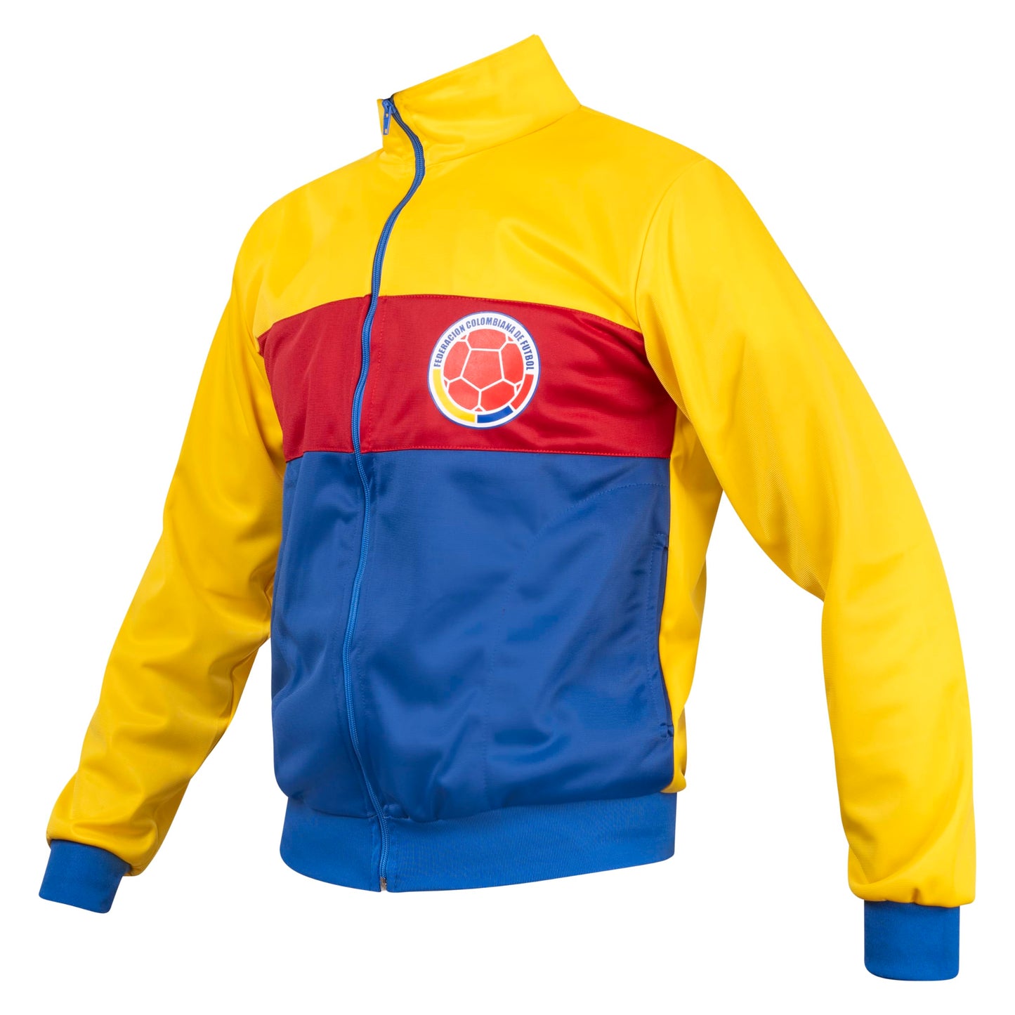 JL Sport Maglione giacca sportiva vintage Colombia retrò calcio giallo blu e rosso XL