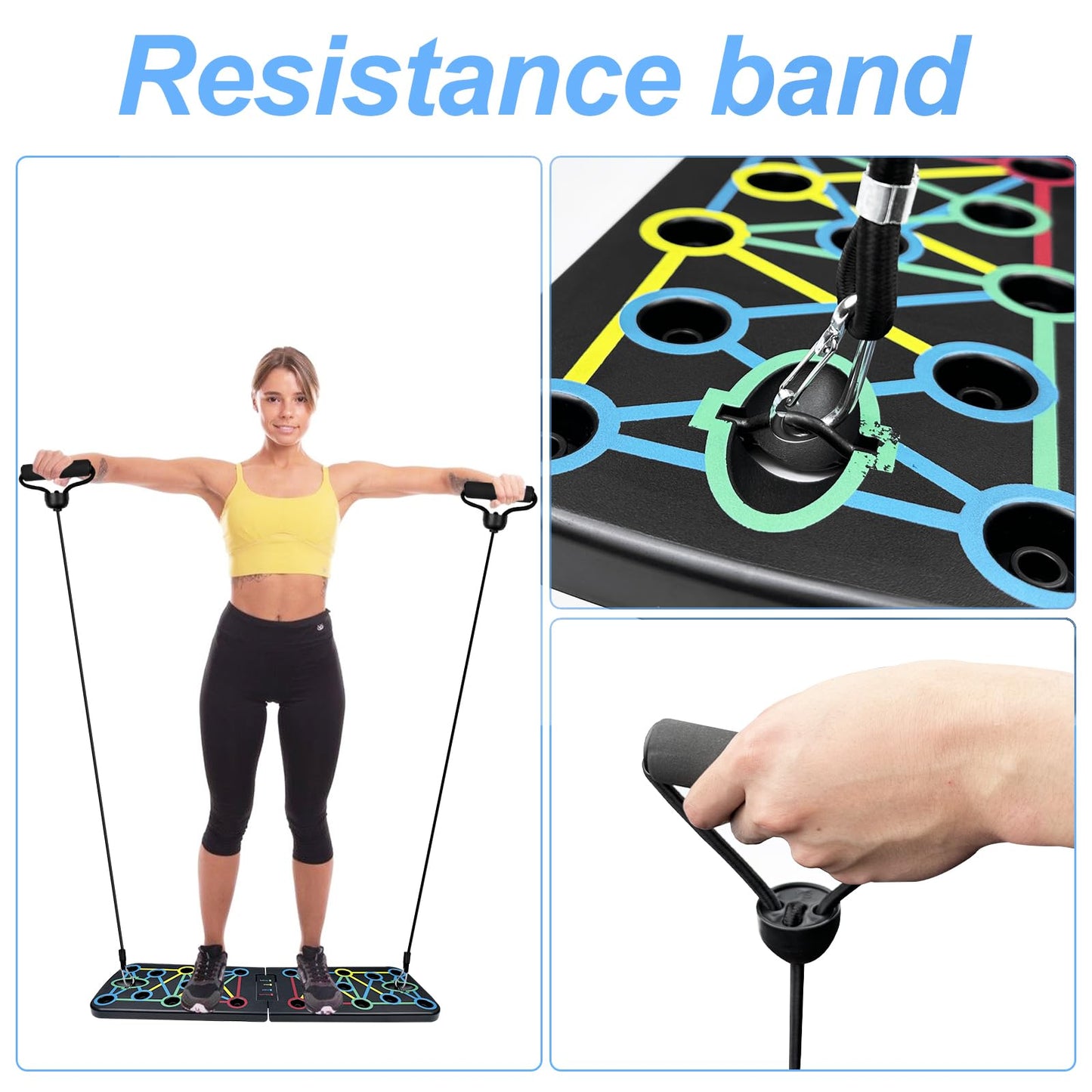 Traxenta Tavola per Piegamenti Pieghevole, Flessioni Attrezzi, Tavola per Flessioni, Macchina per Flessioni sul Petto con 2 Corde di Trazione, Flessioni a Terra per Fitness e l'allenamento Muscolare