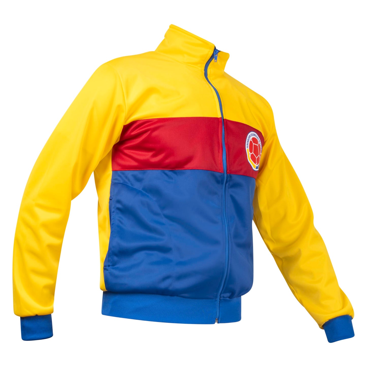 JL Sport Maglione giacca sportiva vintage Colombia retrò calcio giallo blu e rosso S