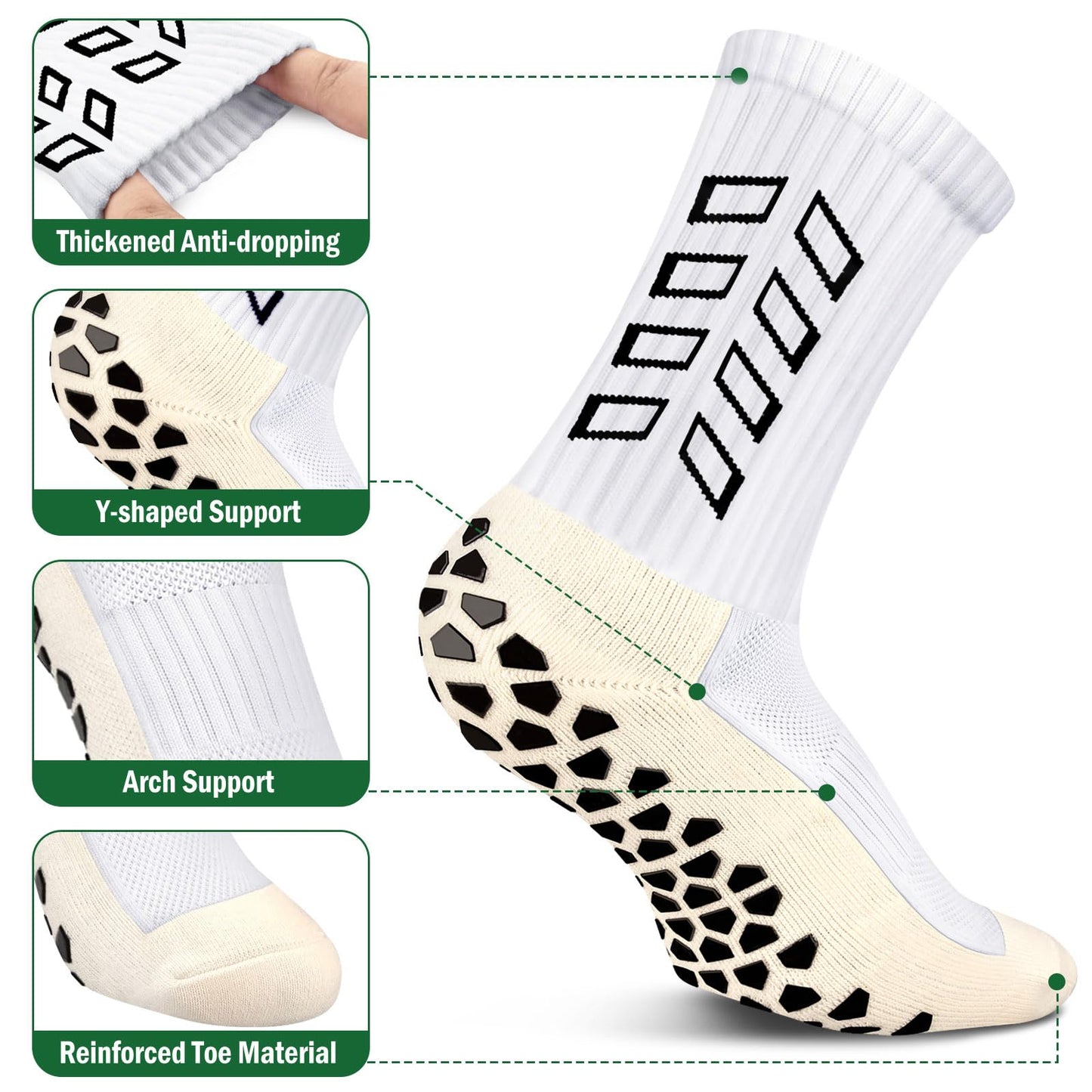ENONEO Calze Calcio Antiscivolo Uomo 37-45 Calze Antiscivolo Calcio Anti Vesciche Addensare Cotone Calzini Sportivi Donna Traspirante Calzini Grip Calcio per Ciclismo Trekking