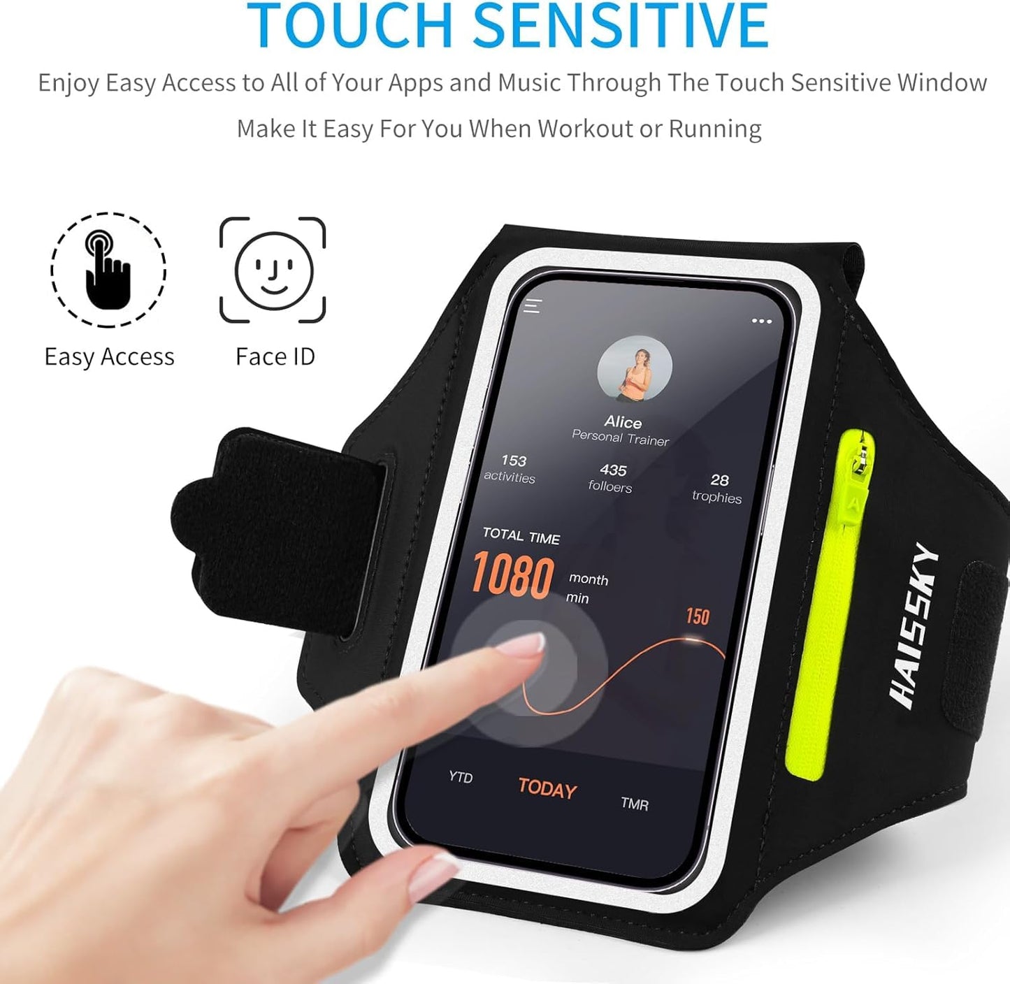 Fascia da Braccio porta telefono per corsa con Borsa Auricolare, Fascia Sportiva Running Porta Cellulare Fascia Braccio per Smartphone per iPhone 16 Pro Max/15 Pro/14/13Pro/XR/XS Armband fino a 6,9"